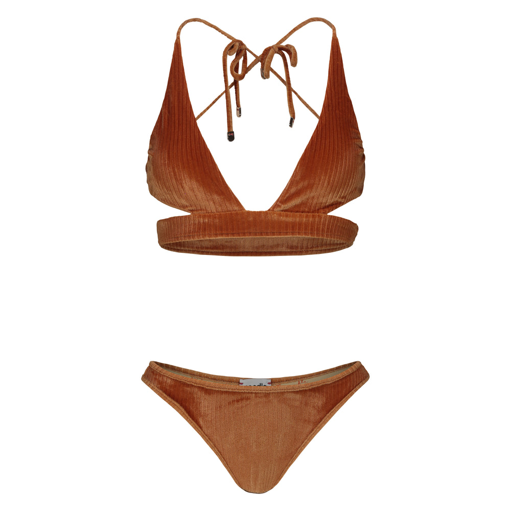 front of velvet ribbed bikini Alana from Noodle Beachwear 2024 collection