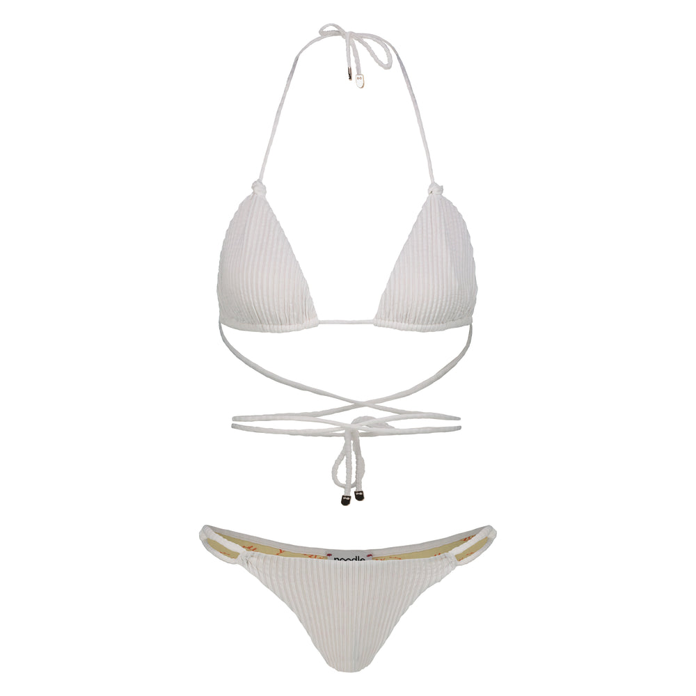 front of white bikini set Aria from 2024 Noodle Beachwear collection