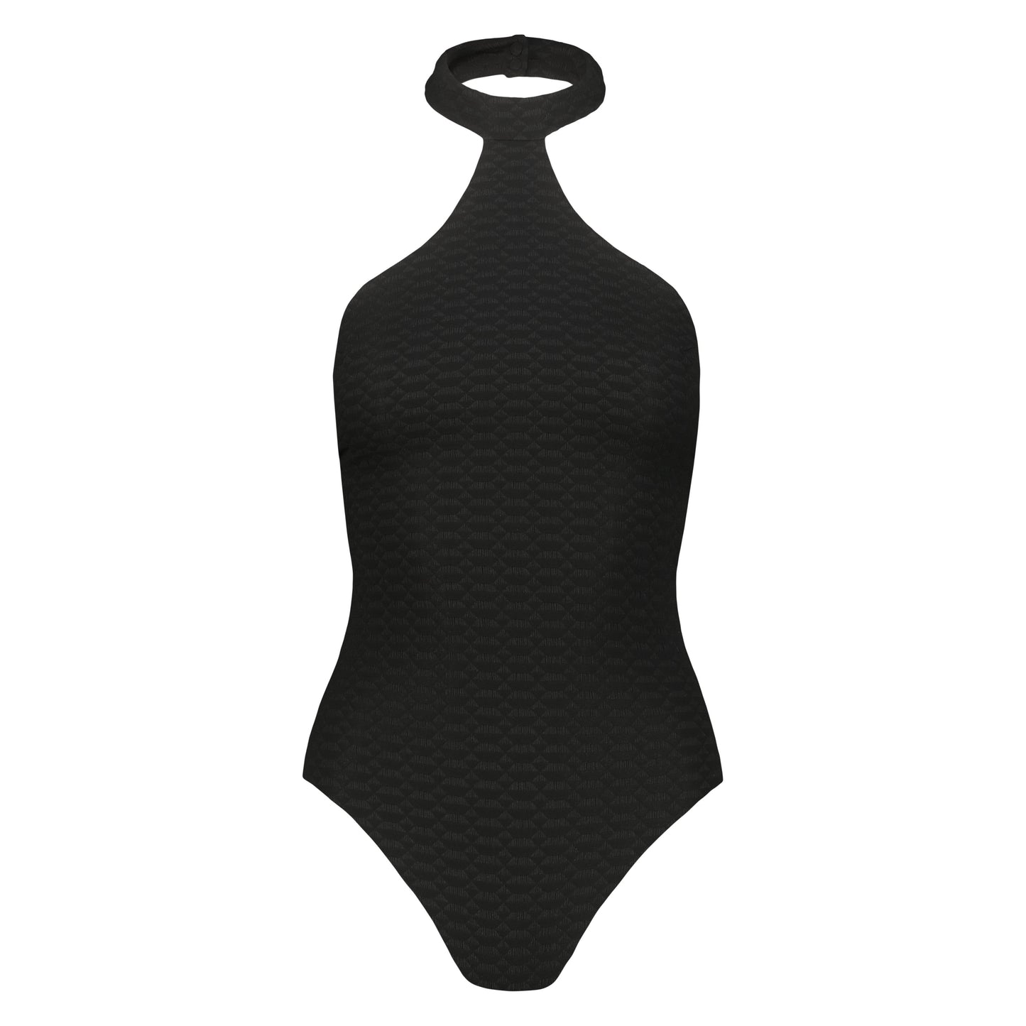 Cambon high neck black swimsuit prismatic texture luxury Made in Italy by Noodle Beachwear