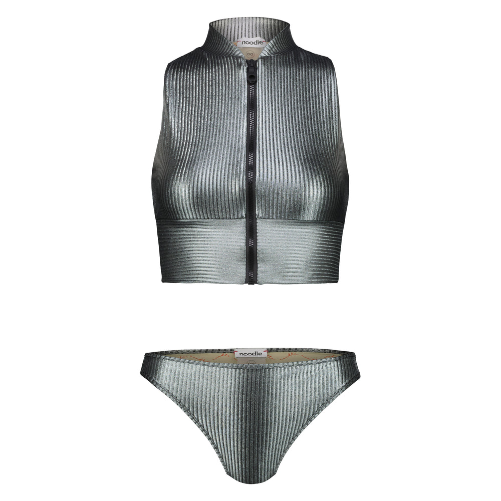 front of metallic ribbed bikini set Hari from 2024 Noodle Beachwear