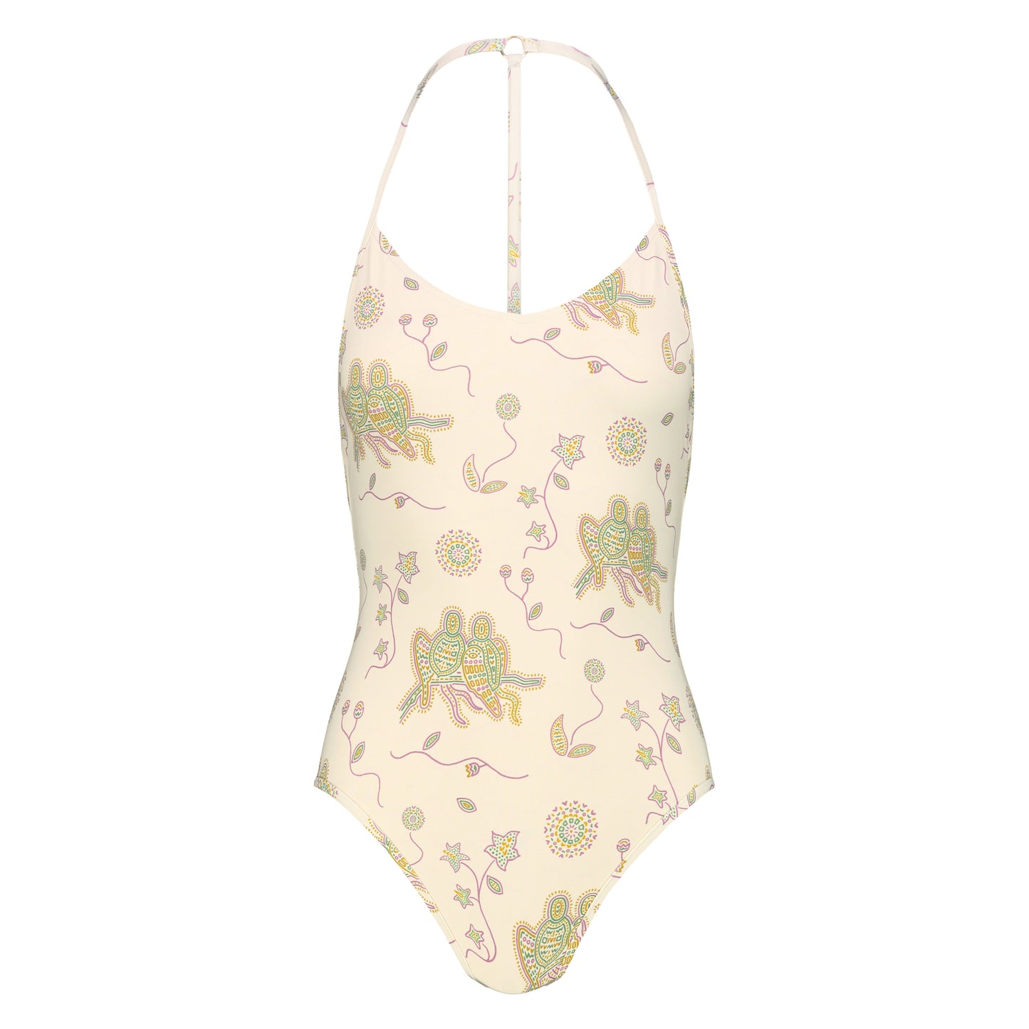 costume intero jill di colore latte bianco con stampa a mosaico di pappagalli verdi gialli e viola con sole e fiori onirici dalla collezione nuova 2025 noodle mirage estiva di Noodle Beachwear

jill one-piece swimsuit in milk white with mosaic print of green yellow and purple parrots with dreamlike sun and flowers from the new 2025 noodle mirage summer collection by Noodle Beachwear