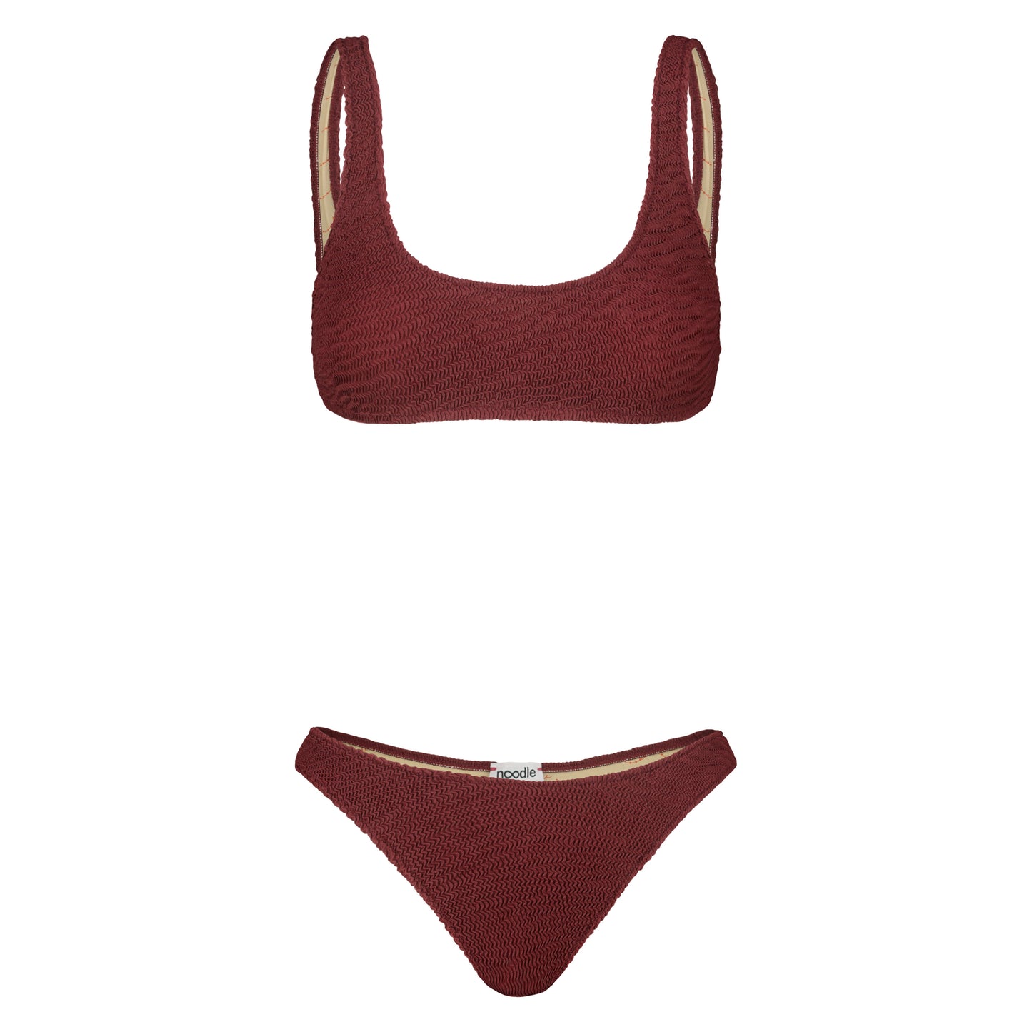 made in italy bikini per donna Zoe di colore bordeaux goffrato dalla collezione nuova 2025 Noodle Mirage estiva di Noodle Beachwear

Zoe two-piecesgreen bordeaux bikini embossed from the new 2025 noodle mirage summer collection by Noodle Beachwear