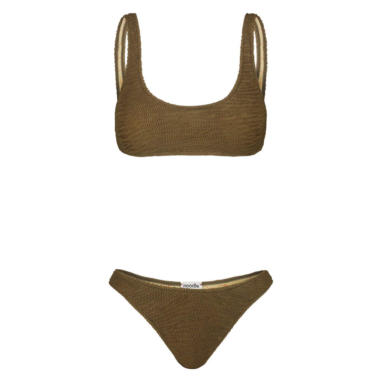 bikini Zoe di colore verde oliva verde militare goffrato made in italy dalla collezione nuova 2025 noodle mirage estiva di Noodle Beachwear

Zoe two-pieces oliv green military green embossed bikini from the new 2025 noodle mirage summer collection by Noodle Beachwear